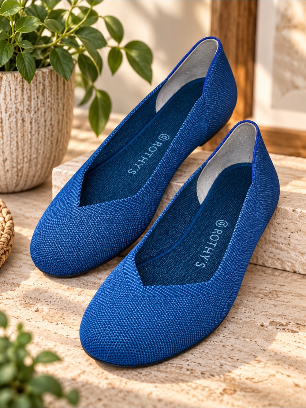 Rothy’s The Flat Blue Knit Ballet Flats Women’s 6.5 Washable